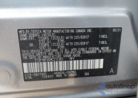 2021 Toyota Rav4 Xle from USA, damaged, VIN 2T3P1RFV0MC215383